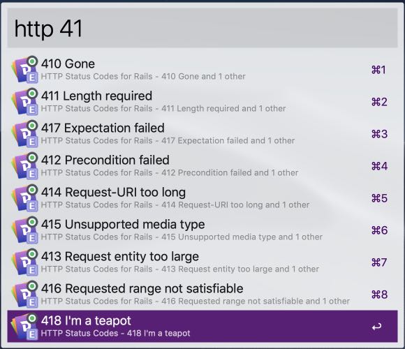 HTTP Status Codes with Alfred