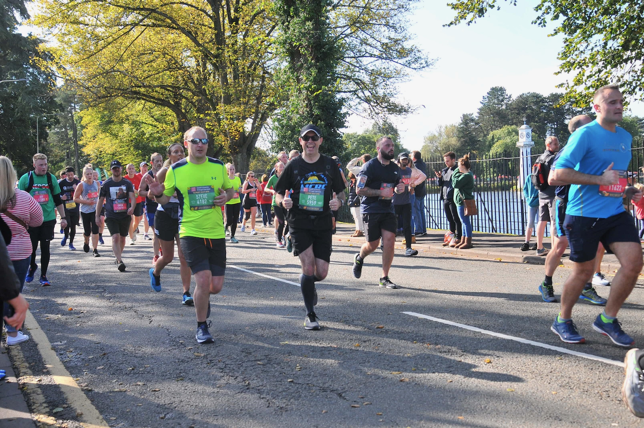 Steve and me running at the Cardiff Half Marathon in 2019